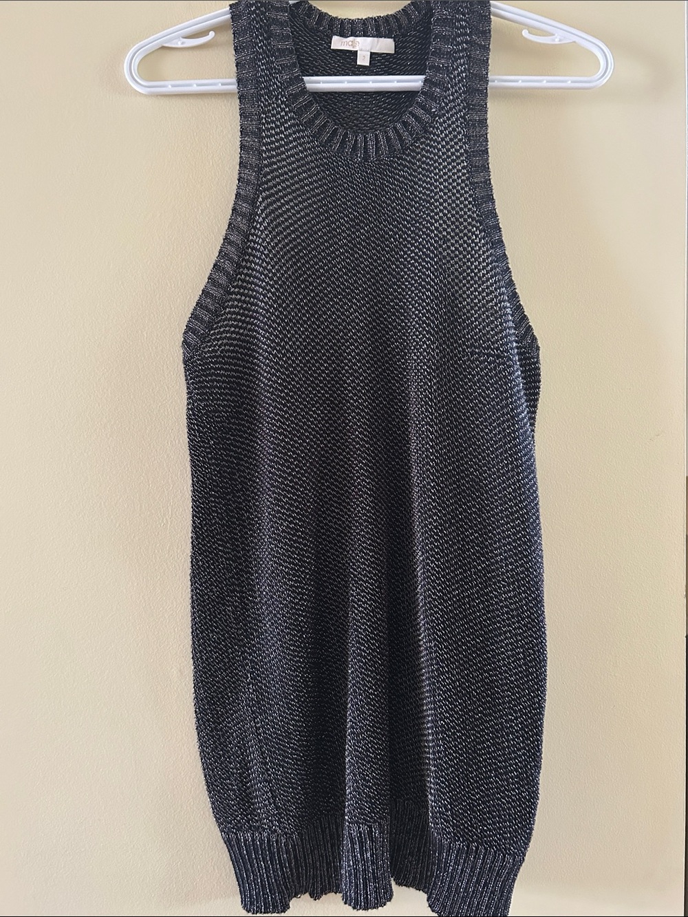 Maje black Metallic Sleeveless Knit Tank